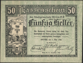 Oostenrijk - Noodgeld - Weitra KK. 1166 50 Heller 1920
