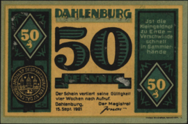 Duitsland - Noodgeld - Dahlenburg Grab.: 251 50 Pfennig 1921