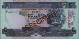 Solomon islands  P26 5 Dollars 2004-'18 (No date) SPECIMEN