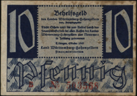 Duitsland - Württemberg-Hohenzollern PS1008.a 10 Pfennig 1947