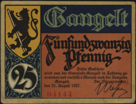 Duitsland - Noodgeld - Gangelt Grab.: 406 25 Pfennig 1921