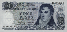 Argentina P294.a 5 Pesos 1974-76 (No date)