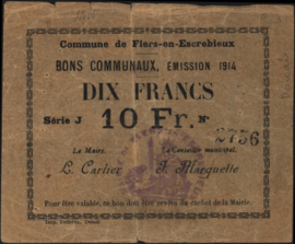 France - Emergency - Flers-en-Escrebieux JPV-59.1039 10 Francs 1914