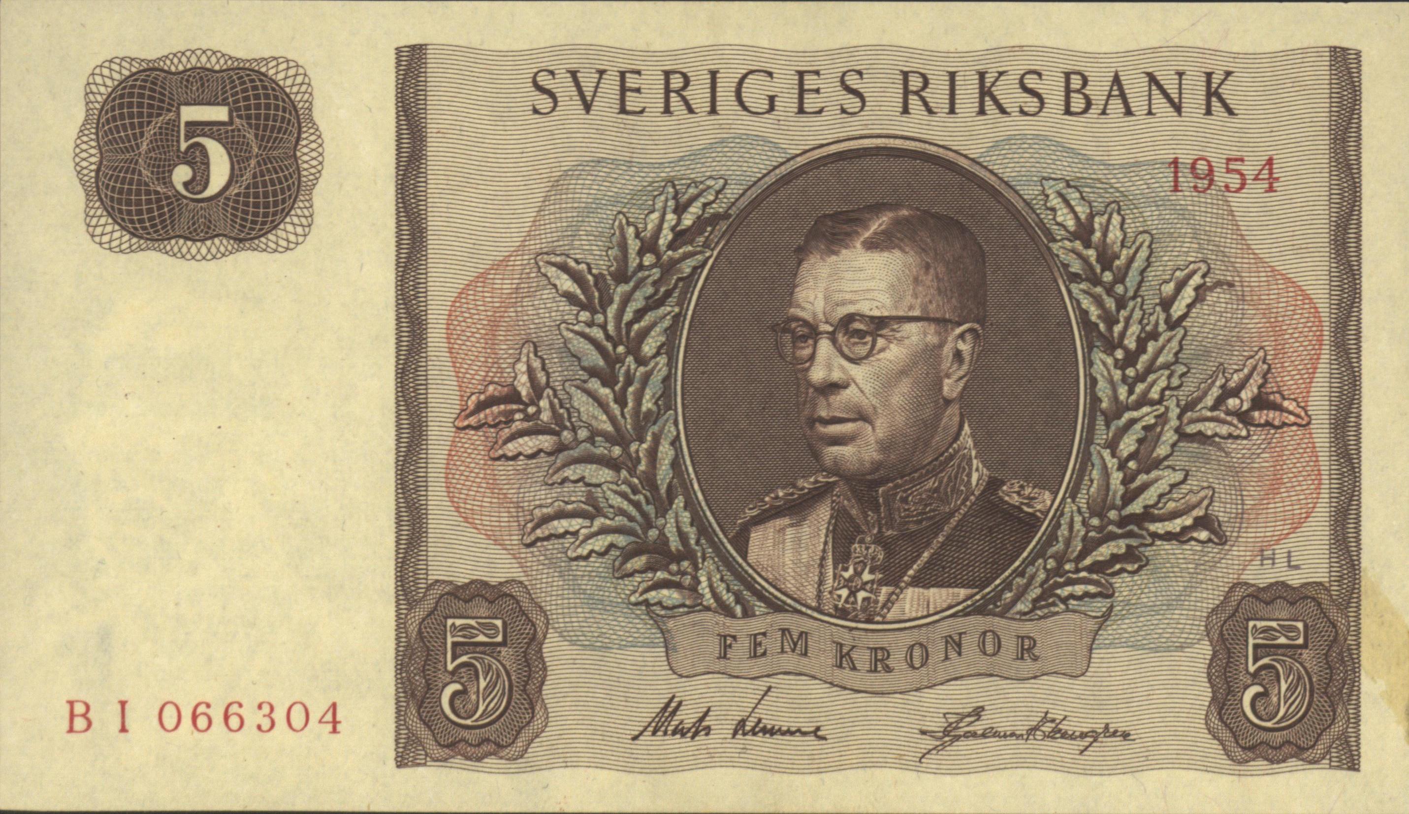 Zweden  P42.a 5 Kronor 1954