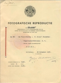 Netherlands, Rotterdam, Fotografic Reproduction registration 1937