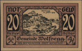 Oostenrijk - Noodgeld - Wolfsegg KK. 1250.I 20 Heller (No date)