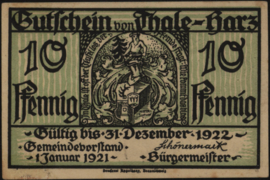 Duitsland - Noodgeld - Thale a. Harz Grab: 1320 10 Pfennig 1921