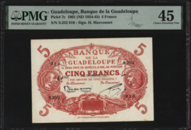Guadeloupe   P7.c 5 Francs 1934