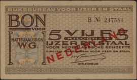 Distributie: Rijksbureau voor Ijzer en Staal, WO-II 5 KG.1941 5 Kilogram Ijzer en staal 1941