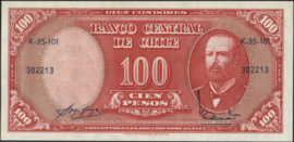 Chile P127.a 10 Centesimos on 100 Pesos 1960 (No Date)