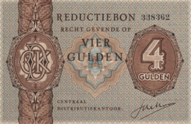 CDK Reductiebon PL1115.2.a 4 Gulden ± 1940-1945