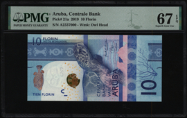 Aruba   PLAR3.1a 10 Florin 2019 PMG67EPQ