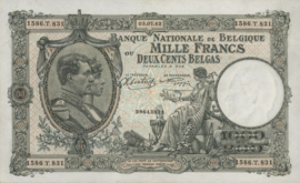 Belgium P110.c 1,000 Francs / 200 Belgas 1928-1939