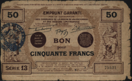 France - Emergency - Valenciennes JPV-59.2589 50 Francs 1916