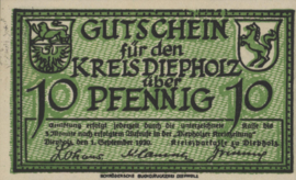 Duitsland - Noodgeld - Diepholz Grab/Mehl.:273 10 Pfennig 1920