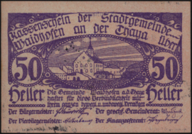 Oostenrijk - Noodgeld - Waidhofen an der Thaya KK: 1125.II 50 Heller 1920