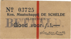 PL995.1 Vlissingen, Maatschappij "De Schelde", 1 Gulden 1914, XF++