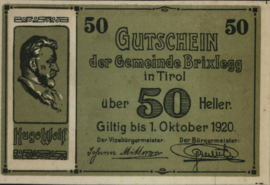 Oostenrijk - Noodgeld - Brixlegg KK.:104 50 Heller 1920