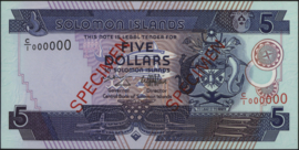 Solomon islands  P19 5 Dollars 1997 (No date) SPECIMEN