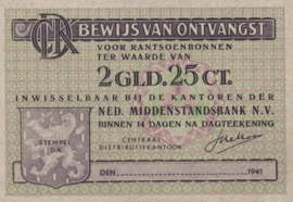 CDK Bewijs van ontvangst PL1116.3 2 Gulden 25 Cent 1941