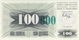 Bosnia-Herzegovina P56.c 100,000 Dinara 1993