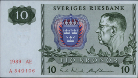 Sweden  P52 10 Kronor 1989