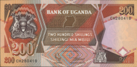 Oeganda  P32 200 Shillings 1991