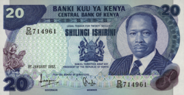 Kenia  P21 20 Shillings 1982