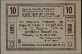 Oostenrijk - Noodgeld - Wilhering KK. 1236.I 10 Heller 1920