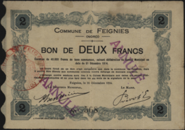 France - Emergency - Feignes JPV-59.926 2 Francs 1914