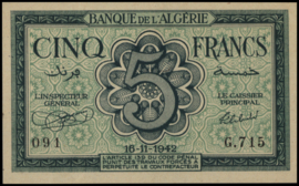 Algerije  P91 5 Francs 1942