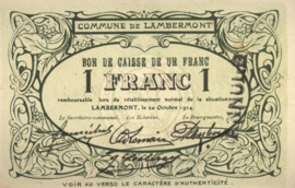 België - Noodgeld - Lambermont  1 Franc 1914