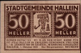 Oostenrijk - Noodgeld - Hallein KK.:344 50 Heller 1919