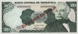 Venezuela  P63/B328 20 Bolivares 1981-'95