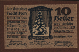 Austria - Emergency issues - Hochfilzen KK.:382 10 Heller 1921