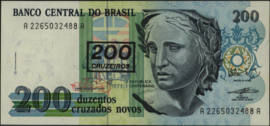 Brazil P225.b 200 Cruzeiros on 200 Cruzados Novos 1990 (No Date)