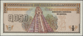 Guatemala  P72.a/P86.b 1/2 Quetzal 1989