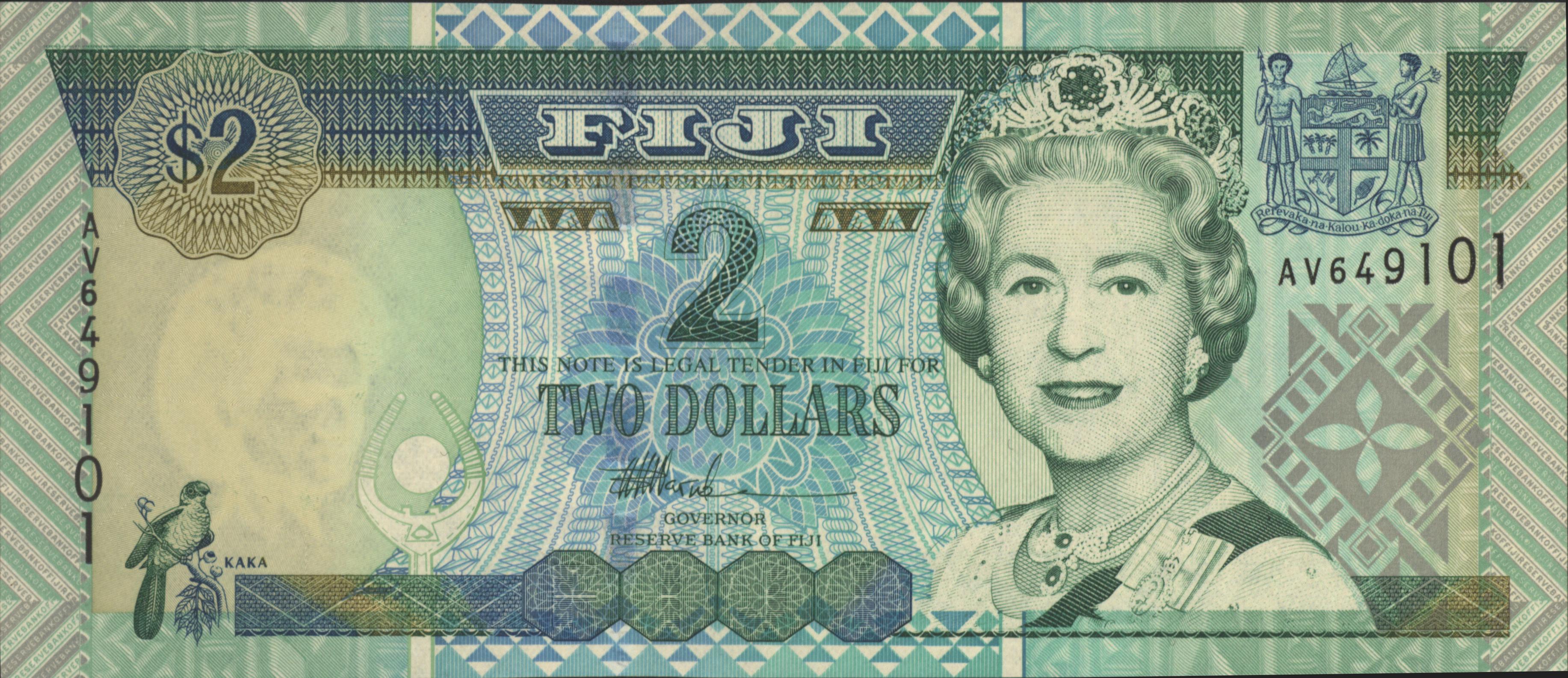 Fiji P104.a 2 Dollars 2002
