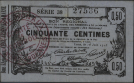 Frankrijk - Noodgeld - Laon JPV-02.1308 50 Centimes 1916
