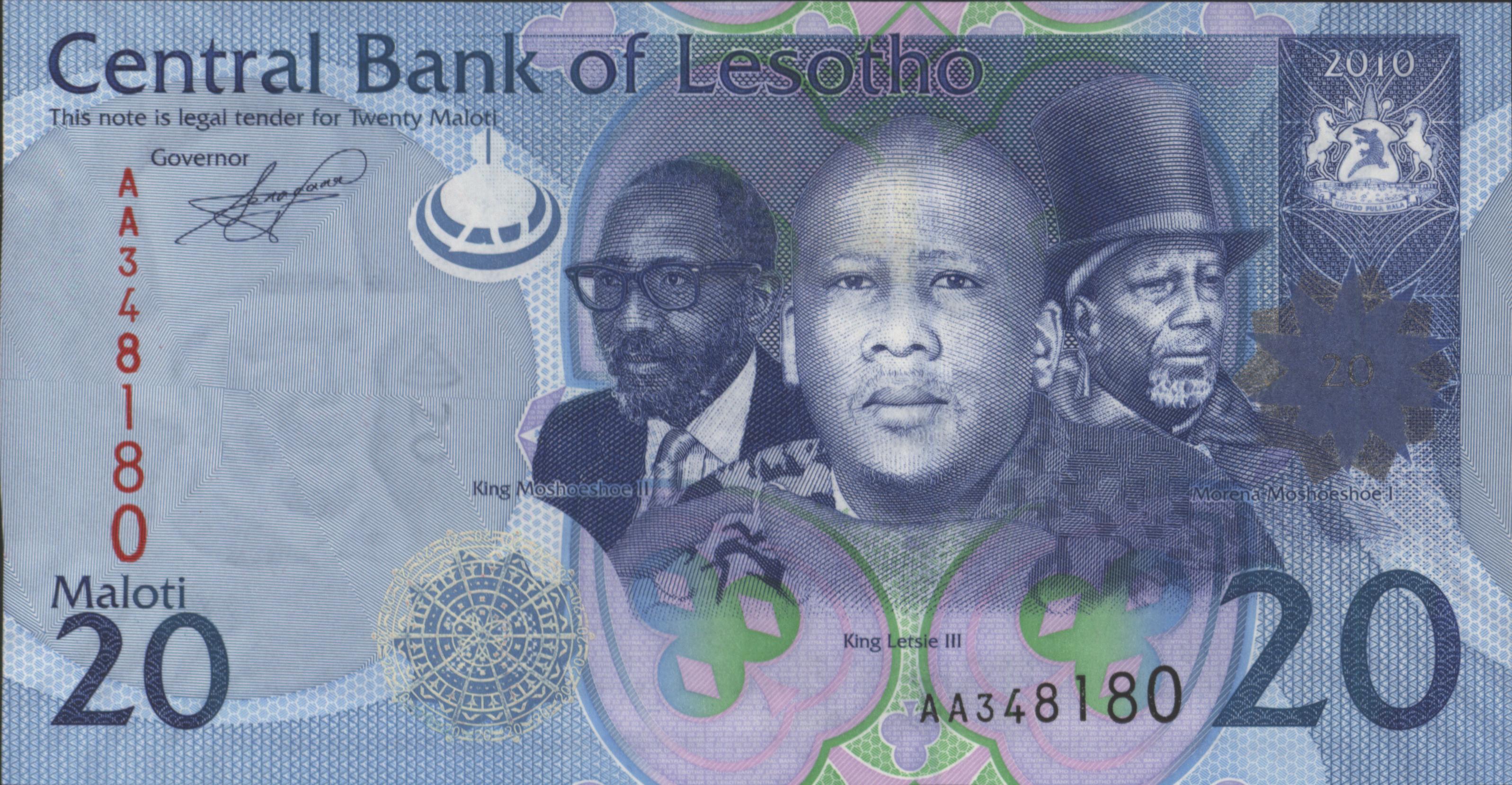 Lesotho  P22 20 Maloti 2010