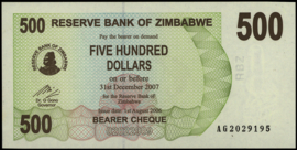 Zimbabwe  P43 500 Dollar 2006