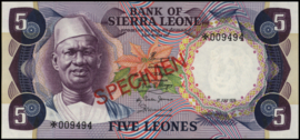 Sierra Leone   P7.b.PCS2 5 Leone 1975-85 SPECIMEN