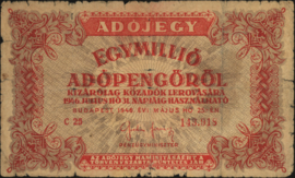 Hungary P140.b Egymilliô Adópengöröl (1,000,000) 1946