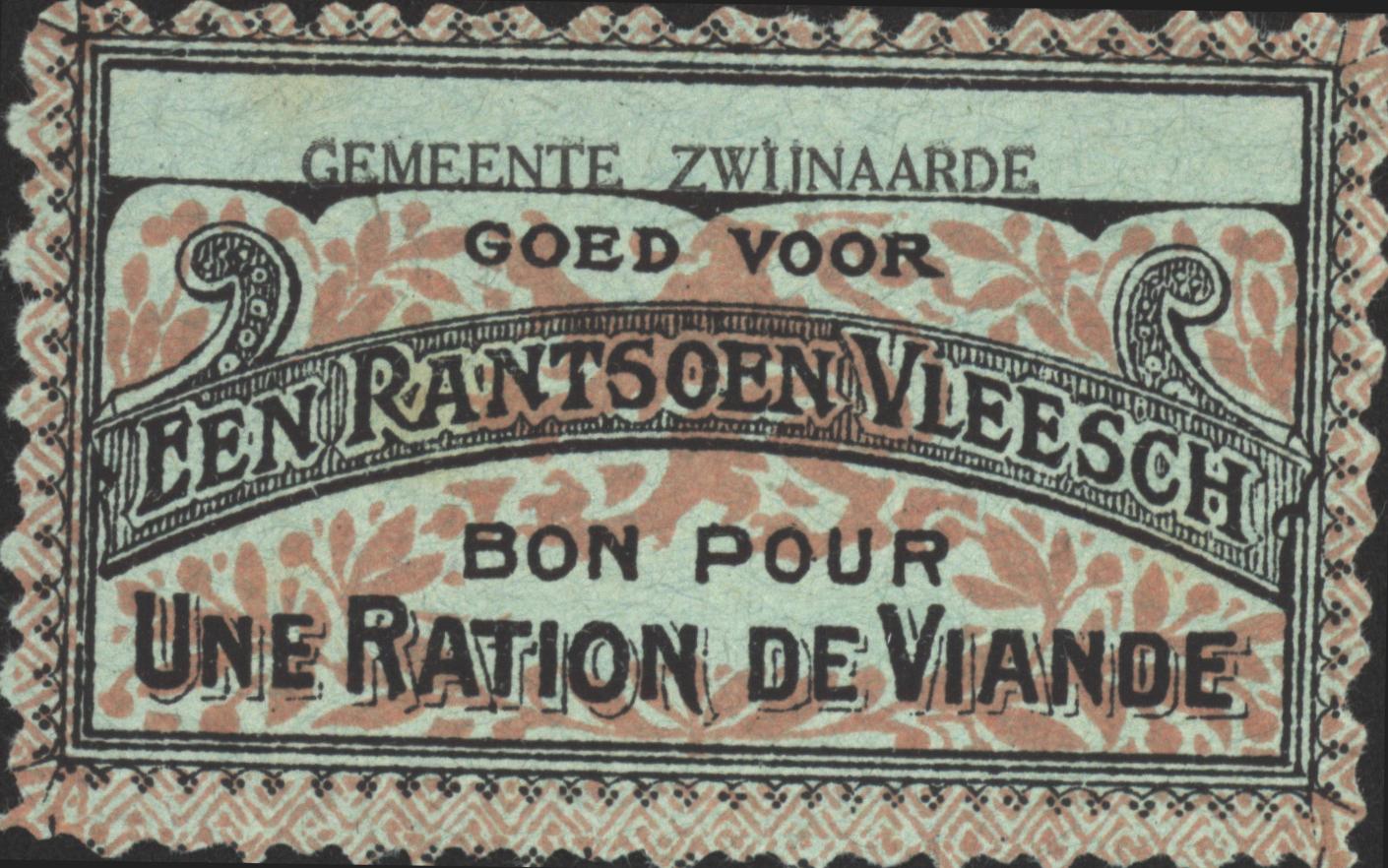 België - Noodgeld - Zwijnaarde   NL0.Roze op groen 150 Grammen 1914-'18 (No date)