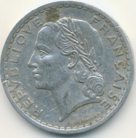 Frankrijk 5 Francs KM888 (en varianten) 1933-1950