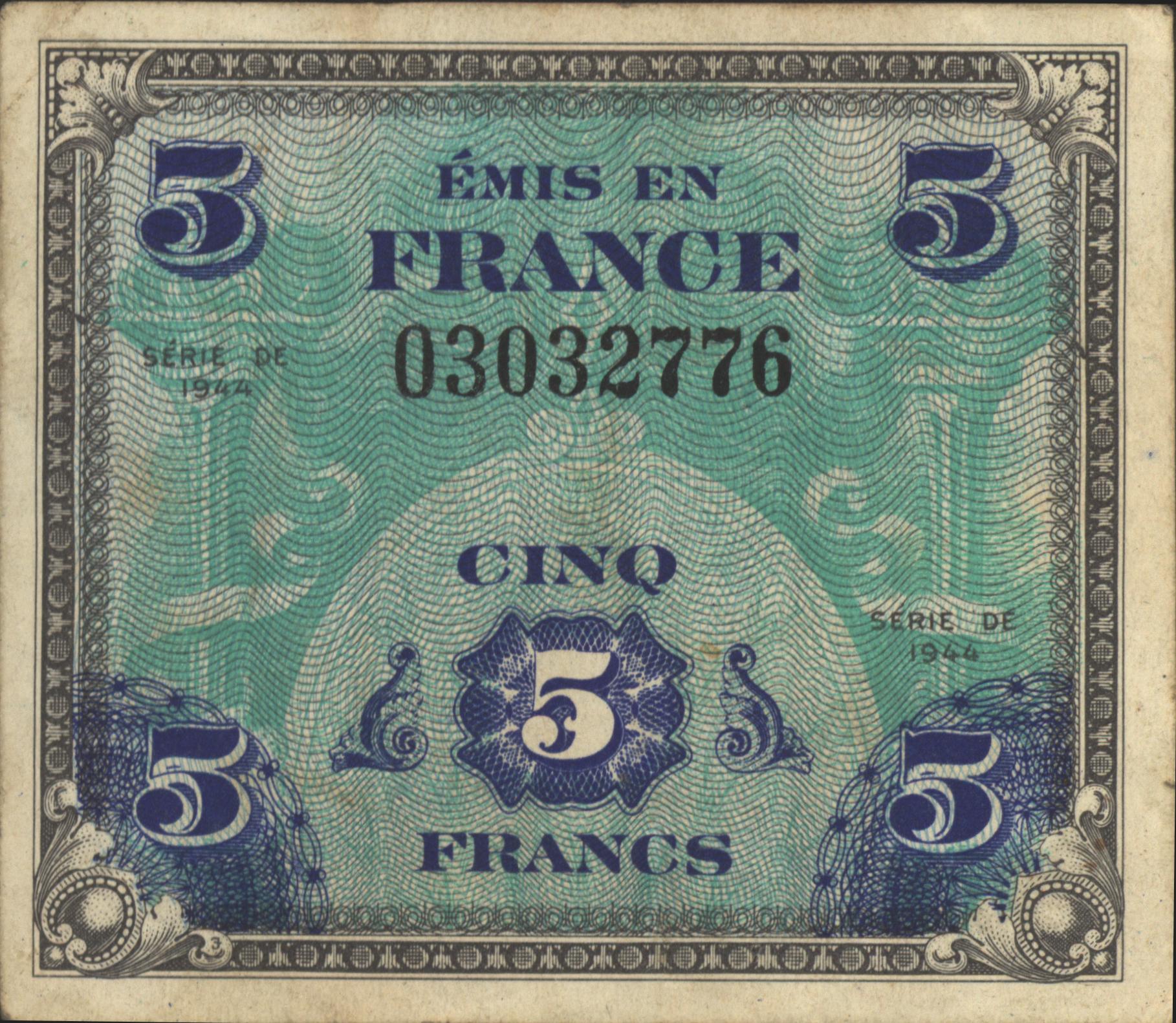 Frankrijk - Allied Military Currency P115.a 5 Francs 1944