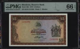 Rhodesië  P32.c 5 Dollars 1978 PMG66 EPQ