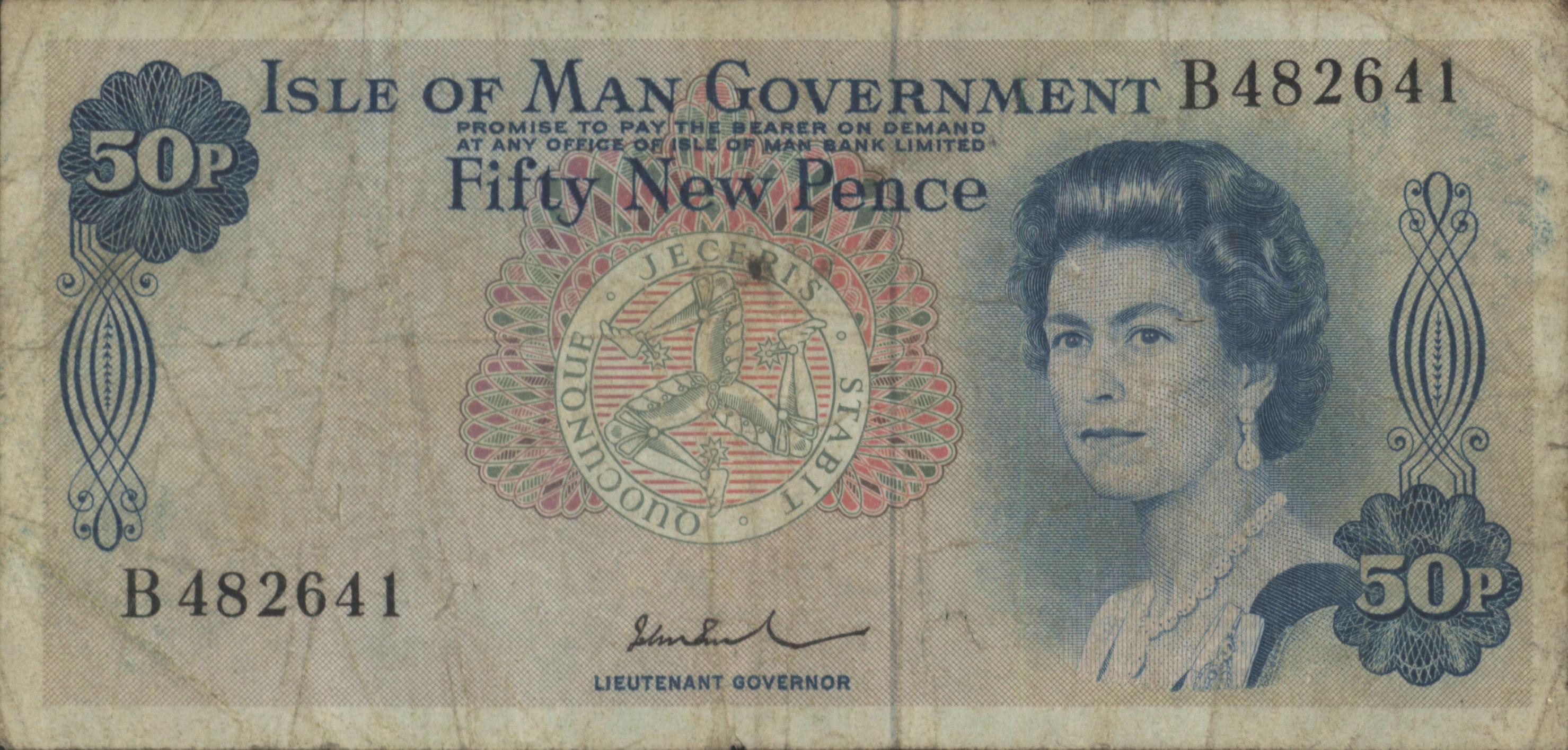 Isle of Man  P28.c 50 New Pence 1972-'79 (No date)
