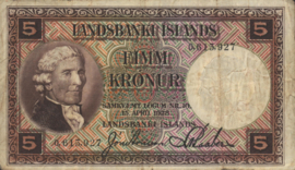 Ijsland  P27 5 Krónur 1926