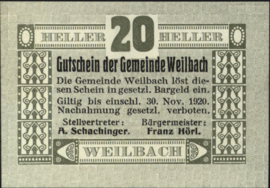 Oostenrijk - Noodgeld - Weilbach KK. 1148 20 Heller 1920
